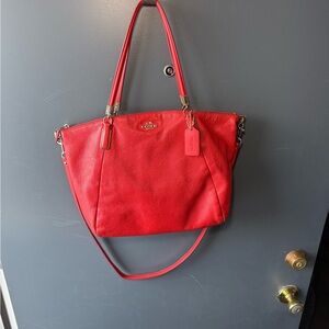 Coach Red Leather Tote Bag